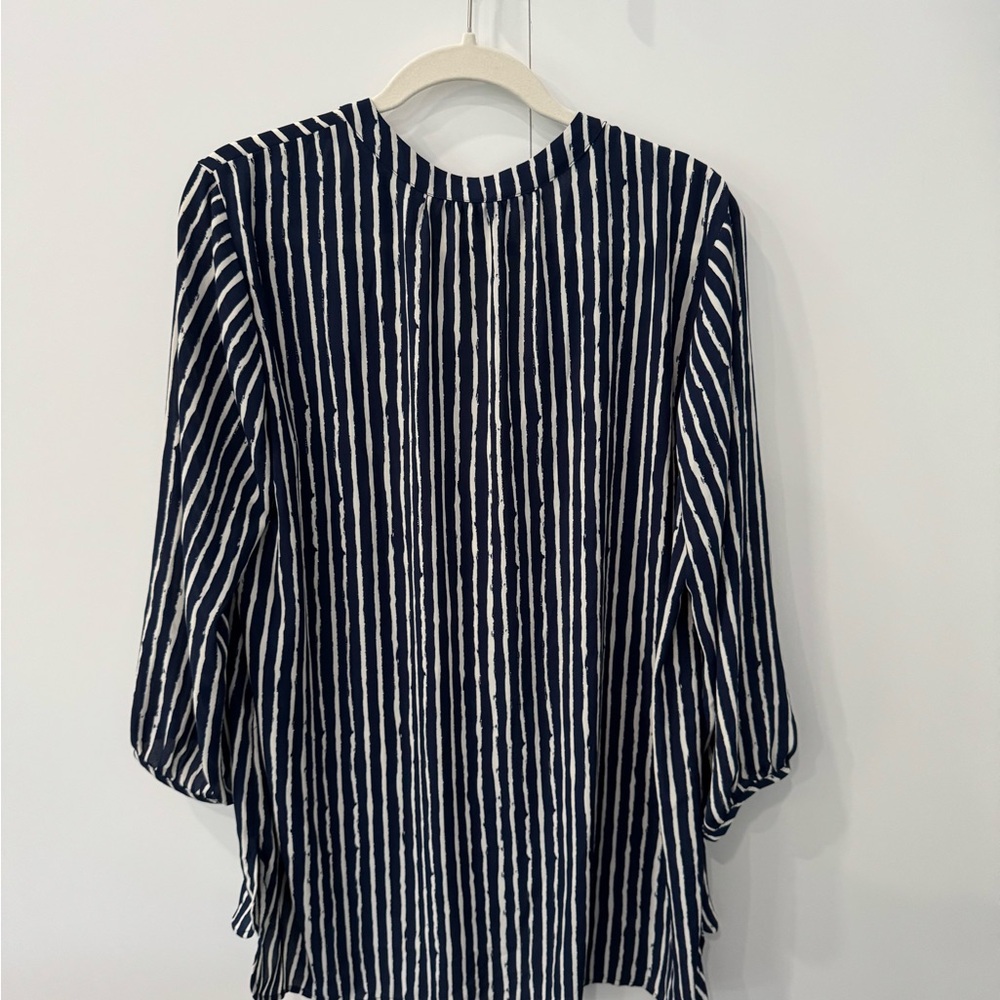 Navy and White Striped Women's Top - Picture 3 of 3